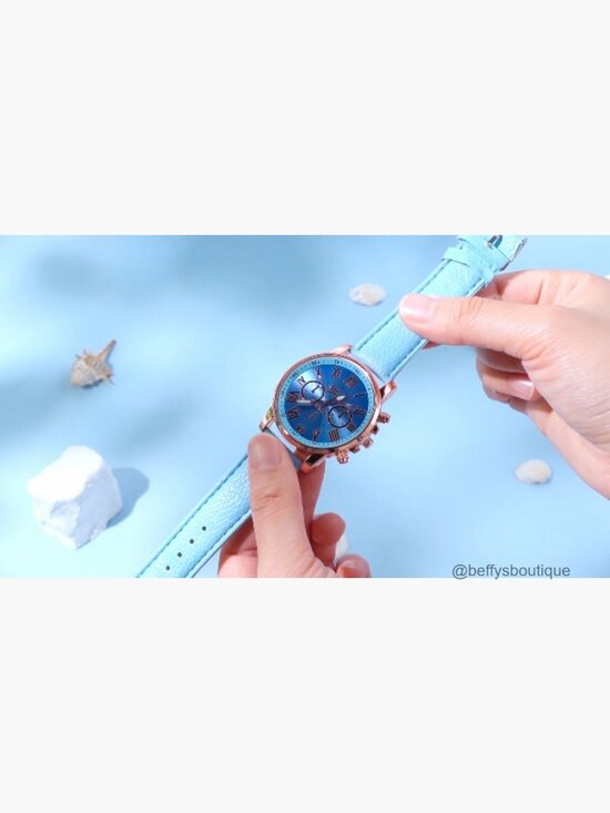 10 Pcs Unisex Quartz Watch Set Roman Numerals PU Leather Wrist Watches